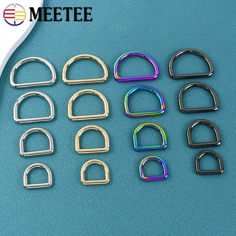 

30Pcs Meetee 10-38mm Metal D Ring Backpack Buckle Dog Collar Connect Rings Hook for Sewing Bags Carabiner Belt Loop Accessories