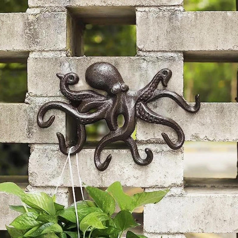 Octopus Hooks American Country Cast Iron Crafts Iron Animal Hooks Bar Garden Personality Wall Hanging Wall Decoration