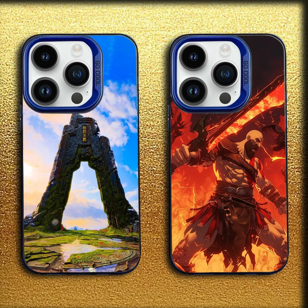 

G-God of War Game Phone Case For iPhone 16,15,14,13,12,11,Mini,Pro,MAX Blue Matte Silicone Cover