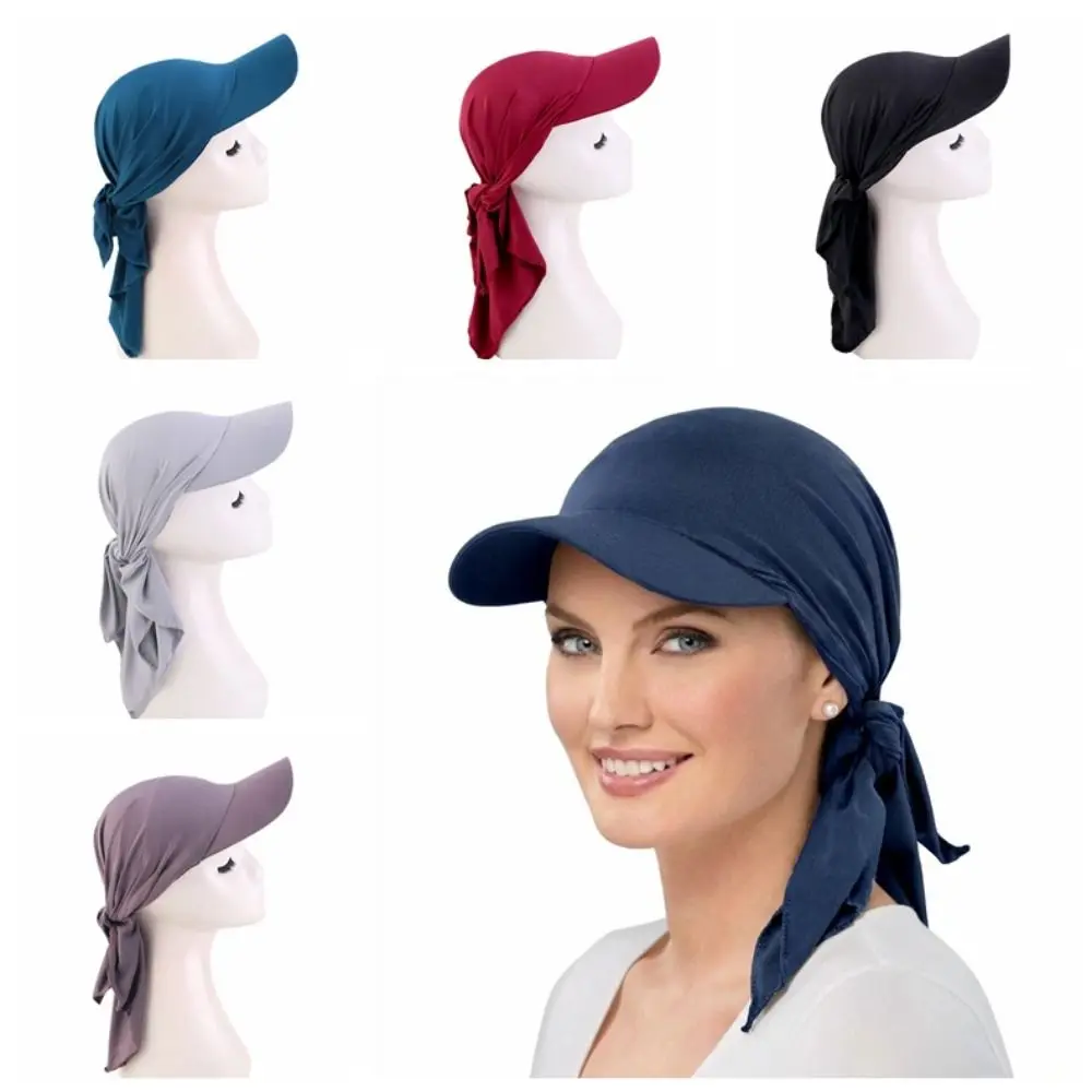 

Classic Polyester Spandex Turban Hat Sunscreen Solid Color Baseball Cap Curved Brim Sunshade Hats Outdoor Activities