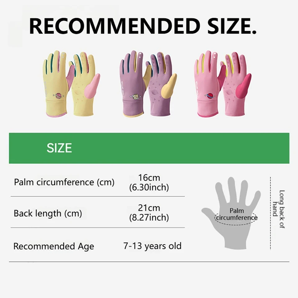 GTUBIKE Kids Running Sports Gloves Cycling Boys Winter Thermal Children Girls Windproof Outdoor Anti-Slip Warm Gloves Ages 7-13