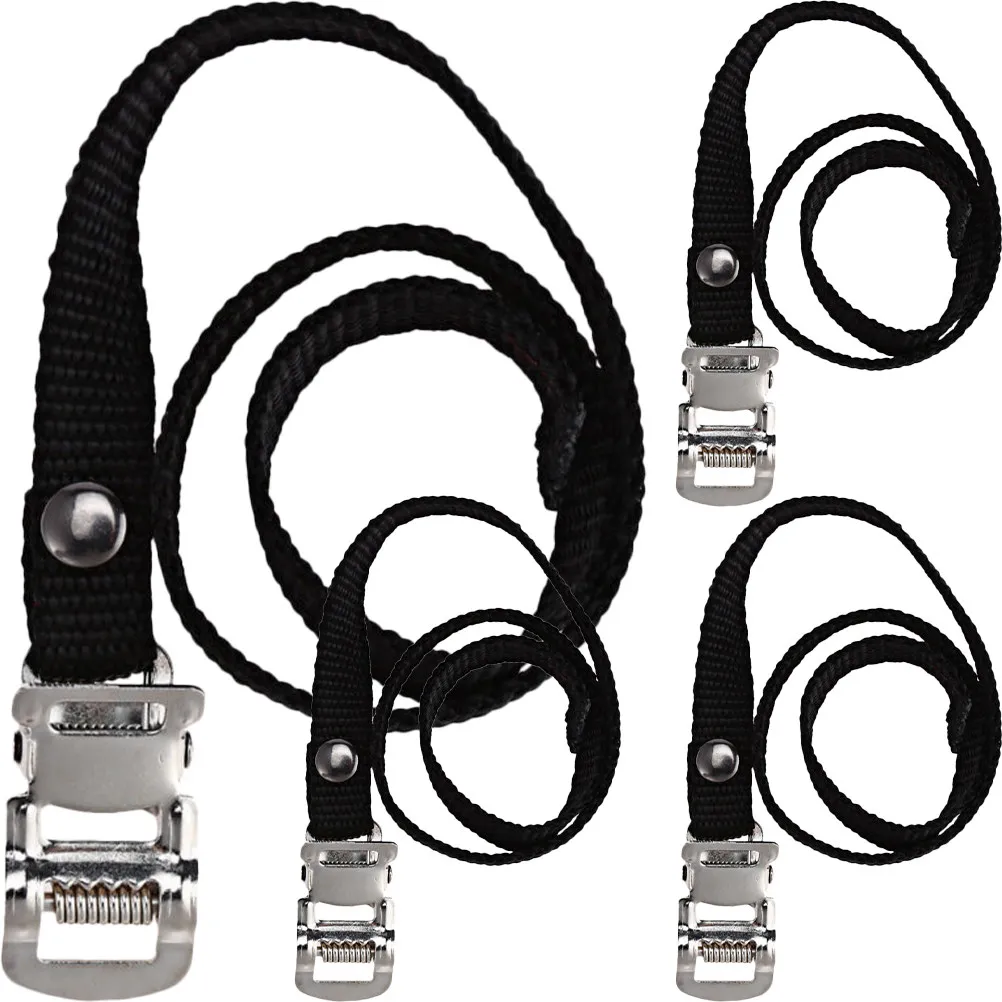 4Pcs Adjustable Pedal Straps Bike Toe Straps Nylon Footrest Bands Gym Exercise Bike Accessories Dynamic Training Pedals Strap