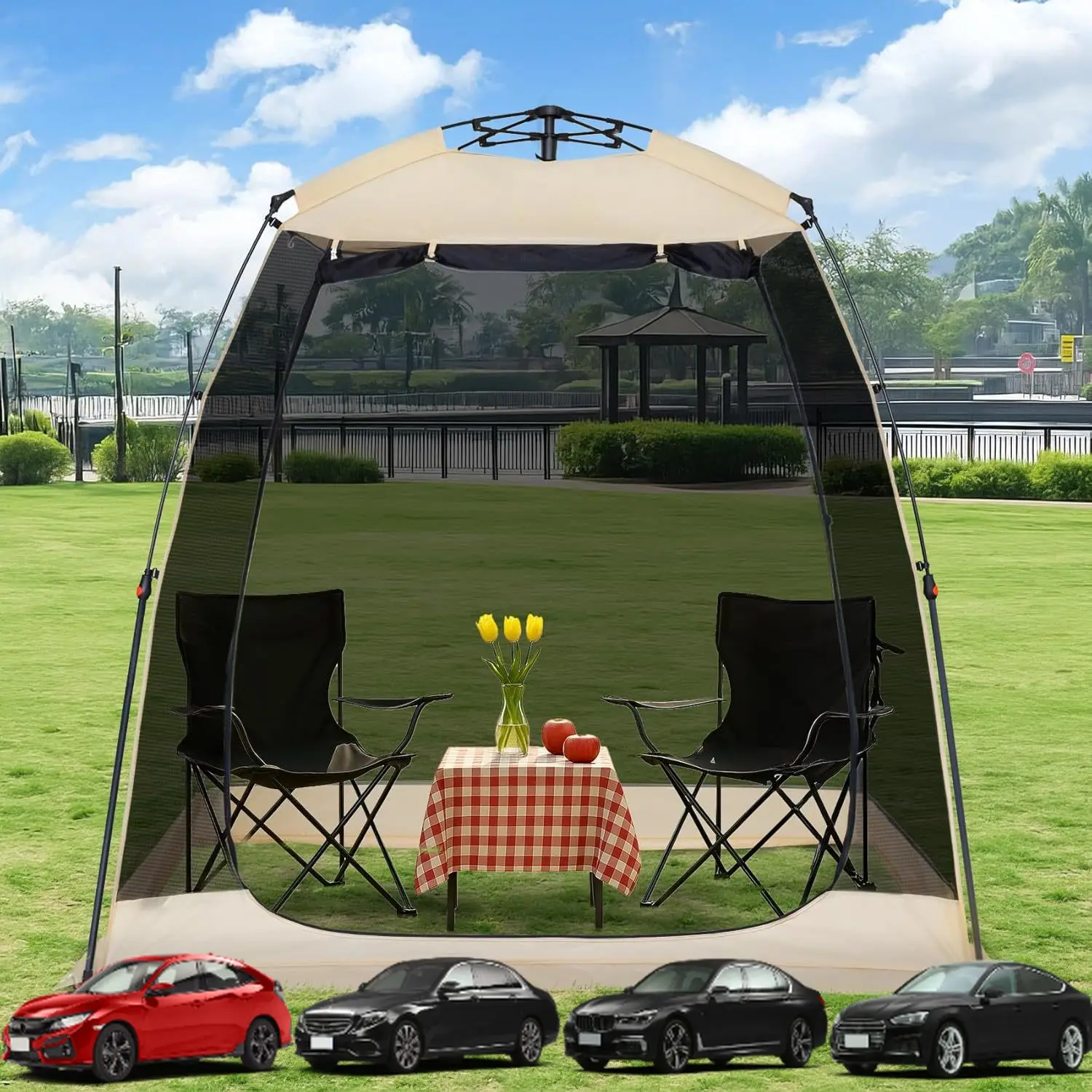 

Alvantor Upgraded Screen House Беседка, выдвижная палатка на 2-4-6 человек, комната с мгновенной экраной и сумкой для переноски, десять комаров на открытом воздухе