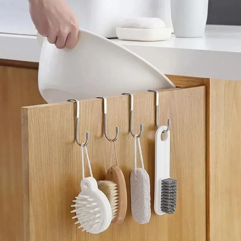 Stainless Steel Free Cabinet Door Without Trace Hook S-Type Door Hanger Hanger Door Back Coat Hook Small Hook Home Widgets Tools