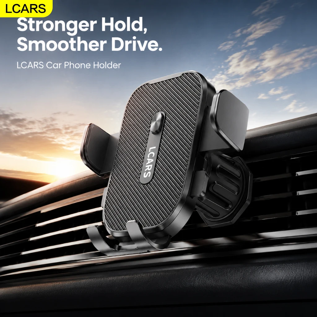 Lcars Car Phone Holder, Gravity Automatic Locking Navigation Mount for Car Air Vent, Upgraded Dual Lock Hook Anti-Shake Universal Phone Holder