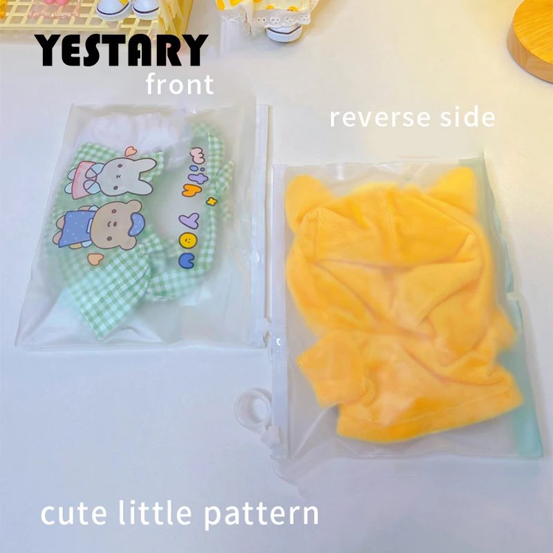 

YESTARY Bjd Doll Accessories Clothes Storage Bag PVC Kawaii Transparent Dolls Clothes Dust Bag 21x17cm For 1/6 Blythe Clothes