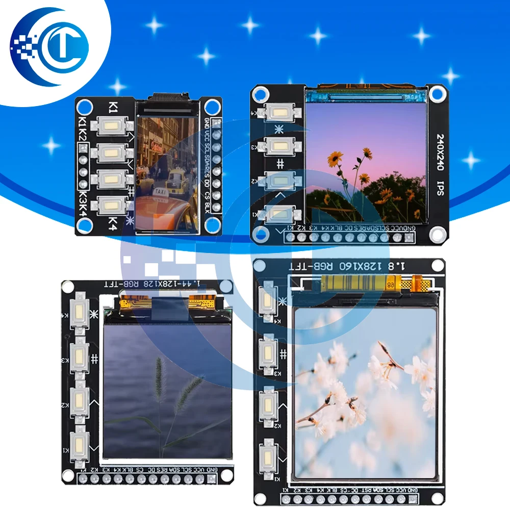 

0.96/1.3/1.44/1.8 Inch TFT Color Screen LCD Display Module with 4key button Drive ST7735 st7789 Interface SPI 128X160 240X240