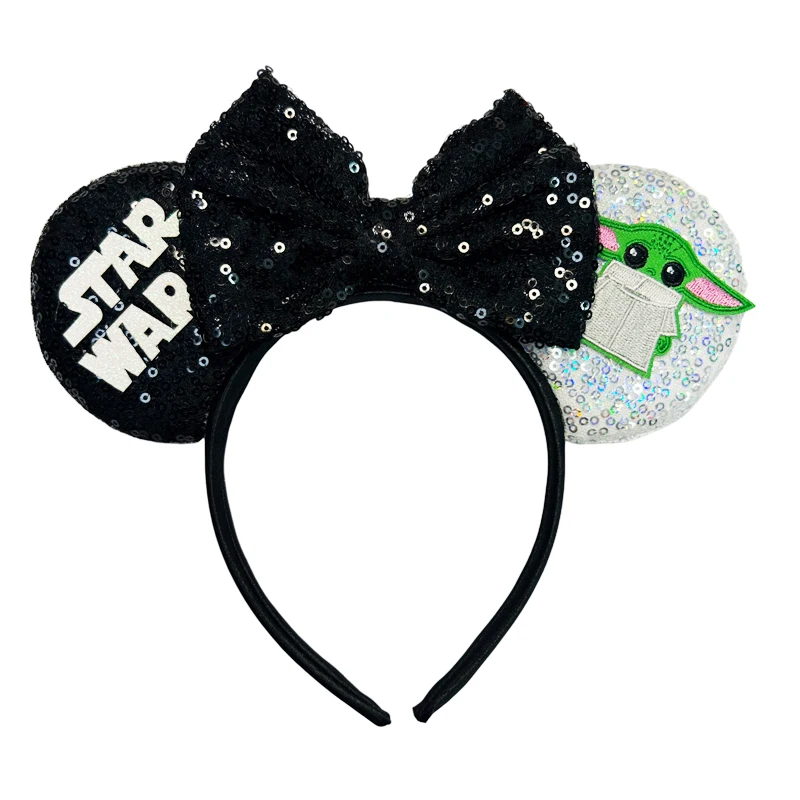 Mickey Mouse Ear Headband STAR-WARS Headwear Grogu Baby Master Yoda Headbands For Girls Kids Minnie Mouse Ear Hairband