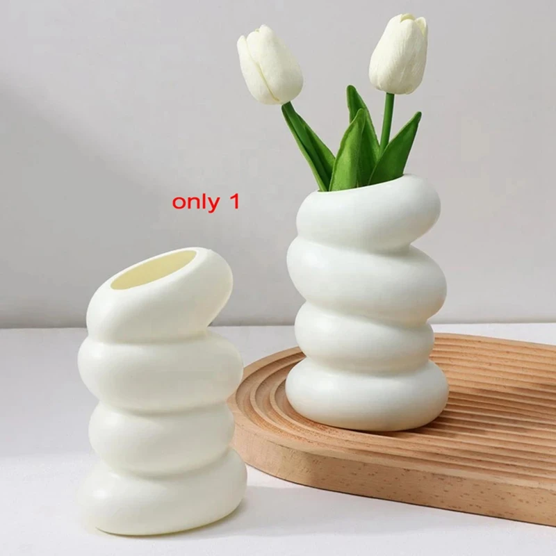Vaso bianco a spirale in plastica vaso idroponico vaso decorazione casa scrivania vasi decorativi per la decorazione dei fiori