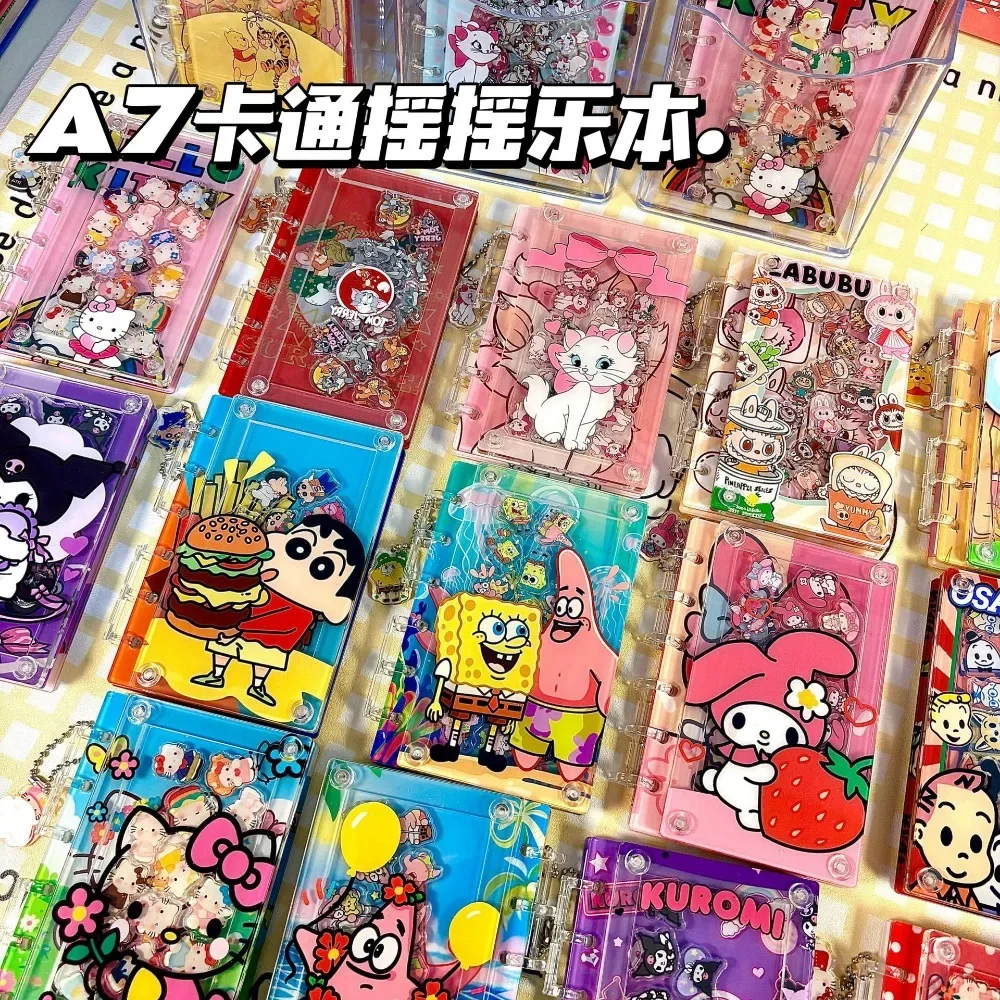 Kawaii Acrylic Sanrios Creative Anime A7 Loose-leaf Notebook Hello Kitty Kuromi My Melody Pochacco Detachable Diy Notepad Gifts