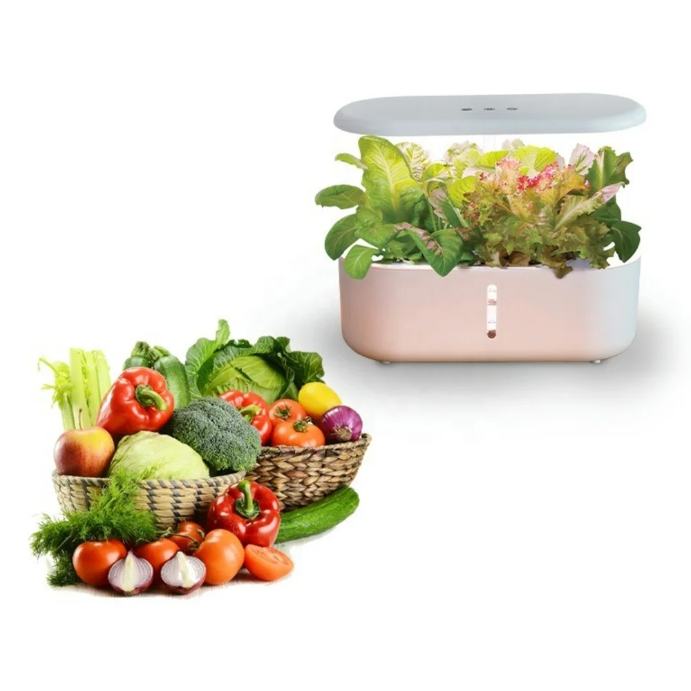 허브 식물 발아 키트 10포드 실내 정원 자동 수경 재배 시스템 LED 성장등 포함