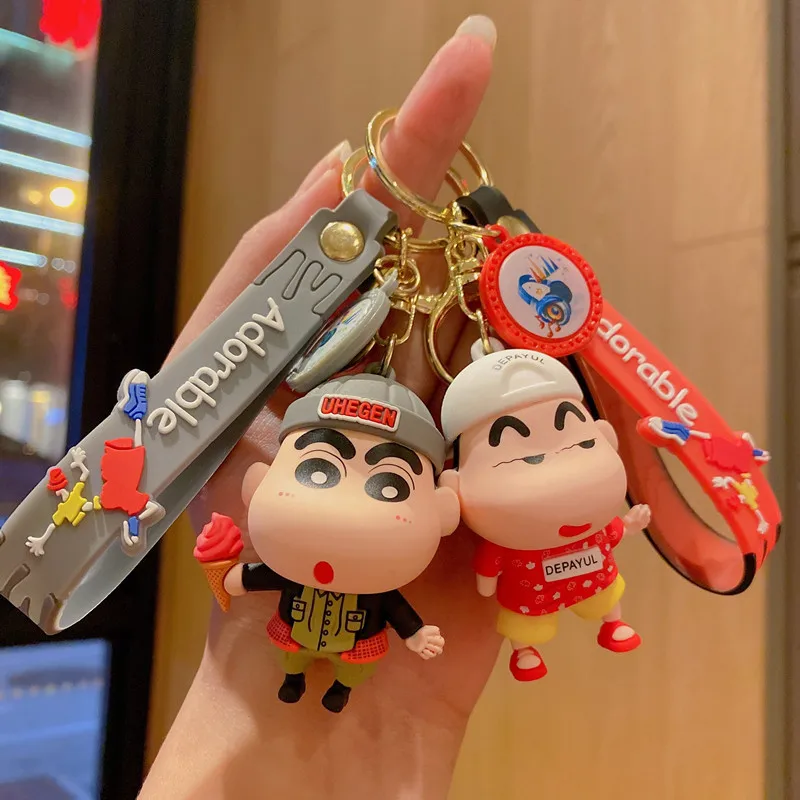 New Cartoon Fashion Crayon Shin-chan Pendant Keychain Key Ring Action Figures Toys Collection Model for Kids Jewelry Accessories