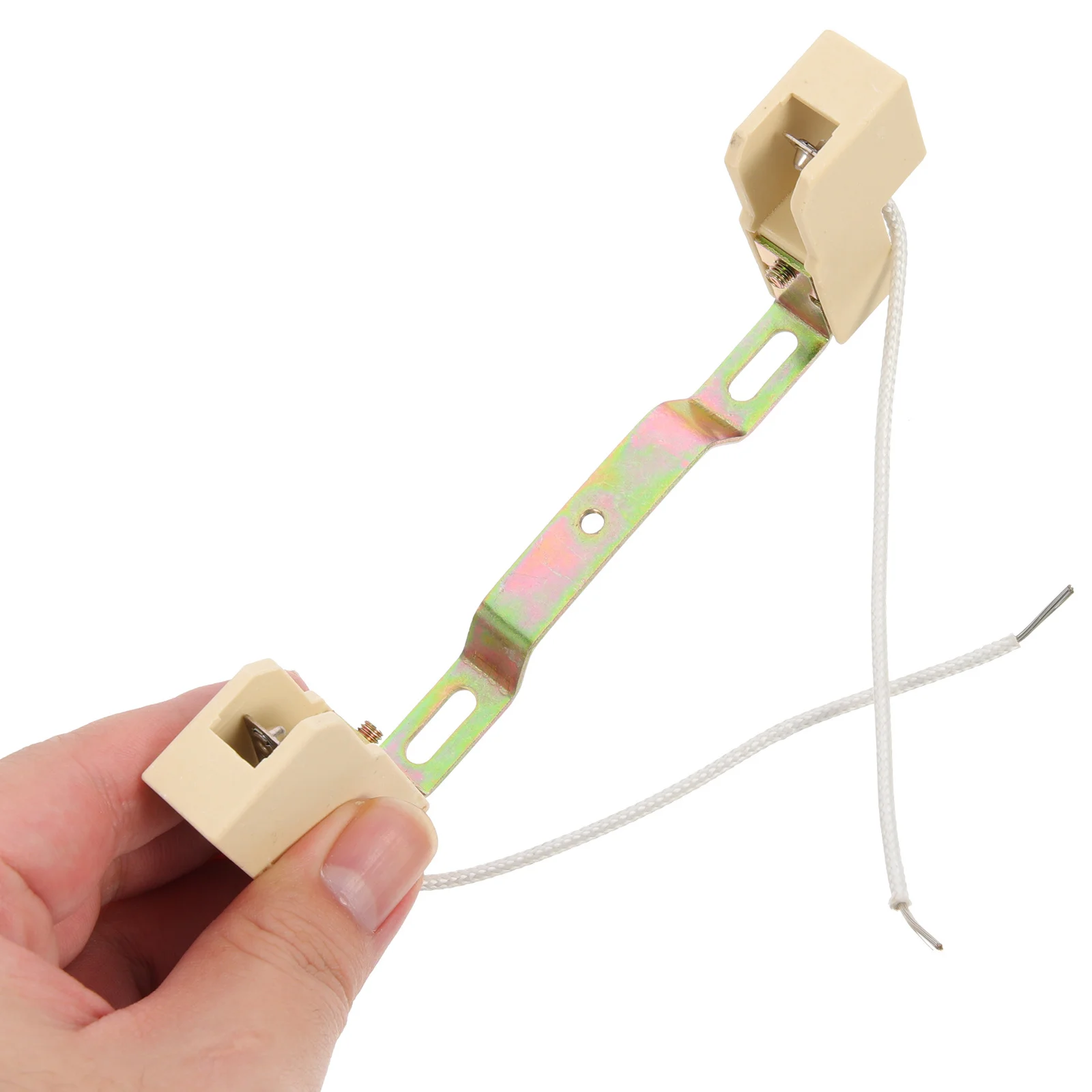 

3pcs Ceramic Lamp Holder 118MM Beige Bracket Double Ended Light Socket Base Replacement for Lamp Repair Kit