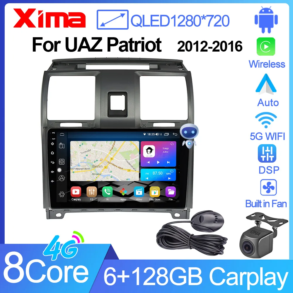 XIMA  XV6Pro 8Core QLED For UAZ Patriot 2012 -2016 Car Radio Multimedia GPS Navigation Stereo Android Auto Carplay 2 din  2din