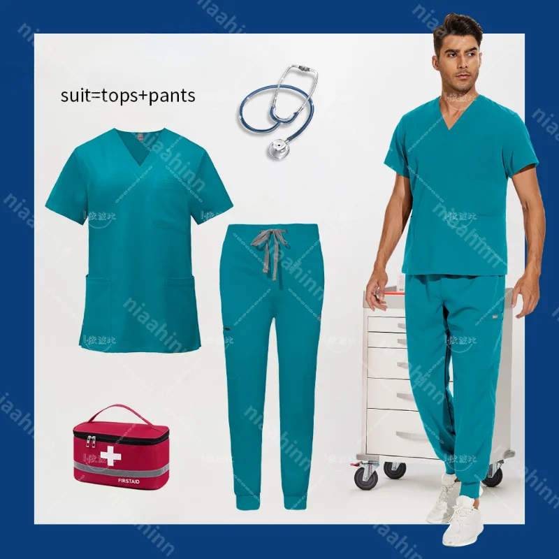 High Quality Nursing Scrubs Uniforms Dentistry Sets Hospital Uniforms Scrubs Suit for Women and Men Pet Grooming Working Clothes