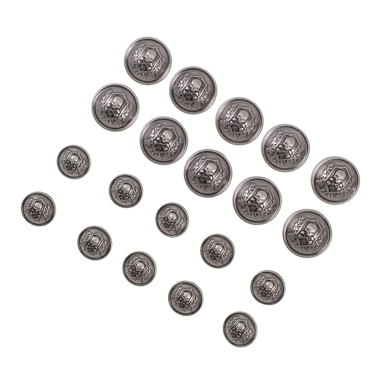 

20 Pcs Skull Button Simple Clothing Replacement Buttons Durable Garment Pin Coat Accessories Alloy Metal Man White