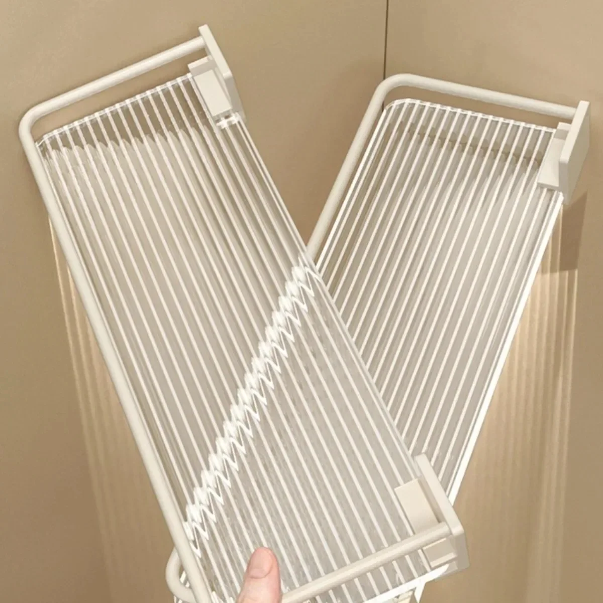 For Bathroom Accessories Floating Shelf Household Items Acrylic Wall Mount Shelf Bathroom Storage Rack with Rod Shower Organizer