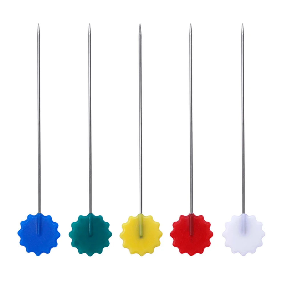 

50Pcs Sewing Head Pins Multicolor Flat Flower Tip Needles for Quilting Dressmaking Bag Shoe Making Fun Creative Crafting Tool