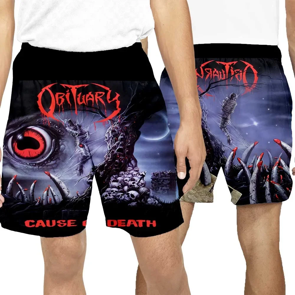 New Fashion 3D Print Obituary Band Summer Beach Shorts  Streetwear Men Quick Dry Vacation Casual Shorts for Women/Men