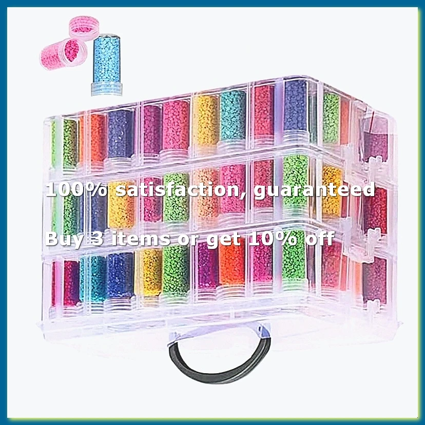 -Painting Storage Container, 3-Tier Stackable Bead Organizer with Carrying Handle, Craft Storage Box-A26I