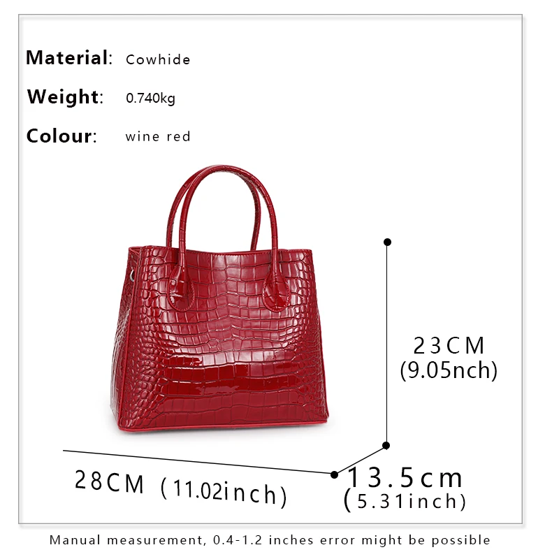 Aidrani Light Luxury Genuine Leather Women\'s Bag with Crocodile Pattern High end Large Capacity Handbag Fashionable and atmosphe