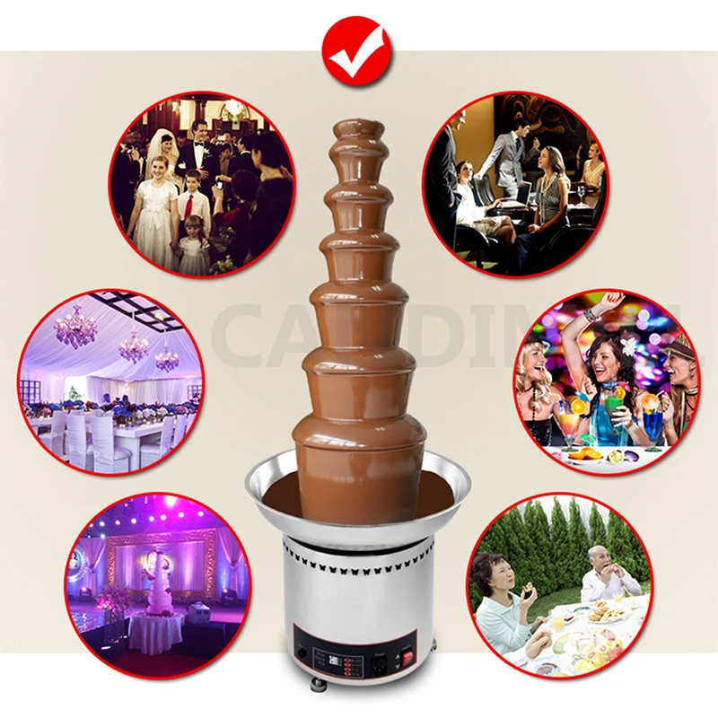 110V/220V Chocolate Melt With Heating Fondue Fountain 4/5/6/7 Tier Chocolate Fountain Melting Machine