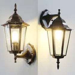 Estilo Europeu Lâmpada de parede retro, iluminação impermeável, iluminação exterior, pátio e jardim, Coroas e escadas, residencial e varanda, luminárias de varanda, E27