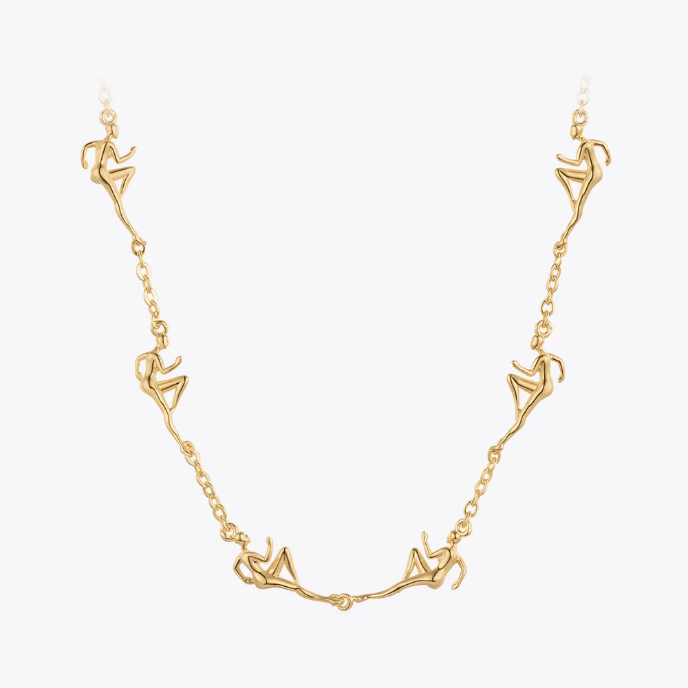 ENFASHION Athlete Dancer Figure Necklace For Women Collares 18K Gold Color Necklaces Fashion Jewelry Graduation Party P223309