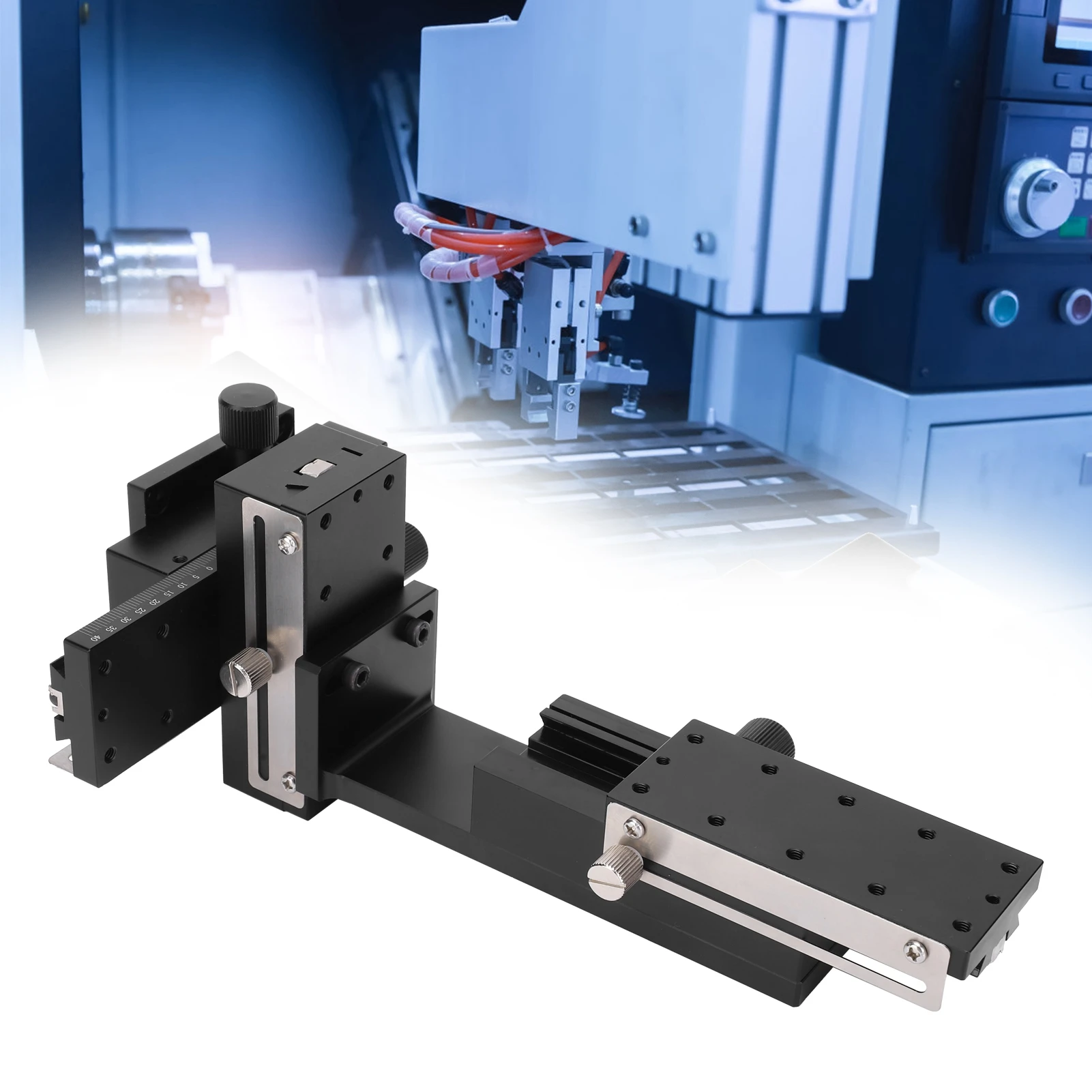 トリミングギア リニア移動ステージ ダブテール溝タイプ アルミニウム合金 XYZ軸 40mmストローク 機器用