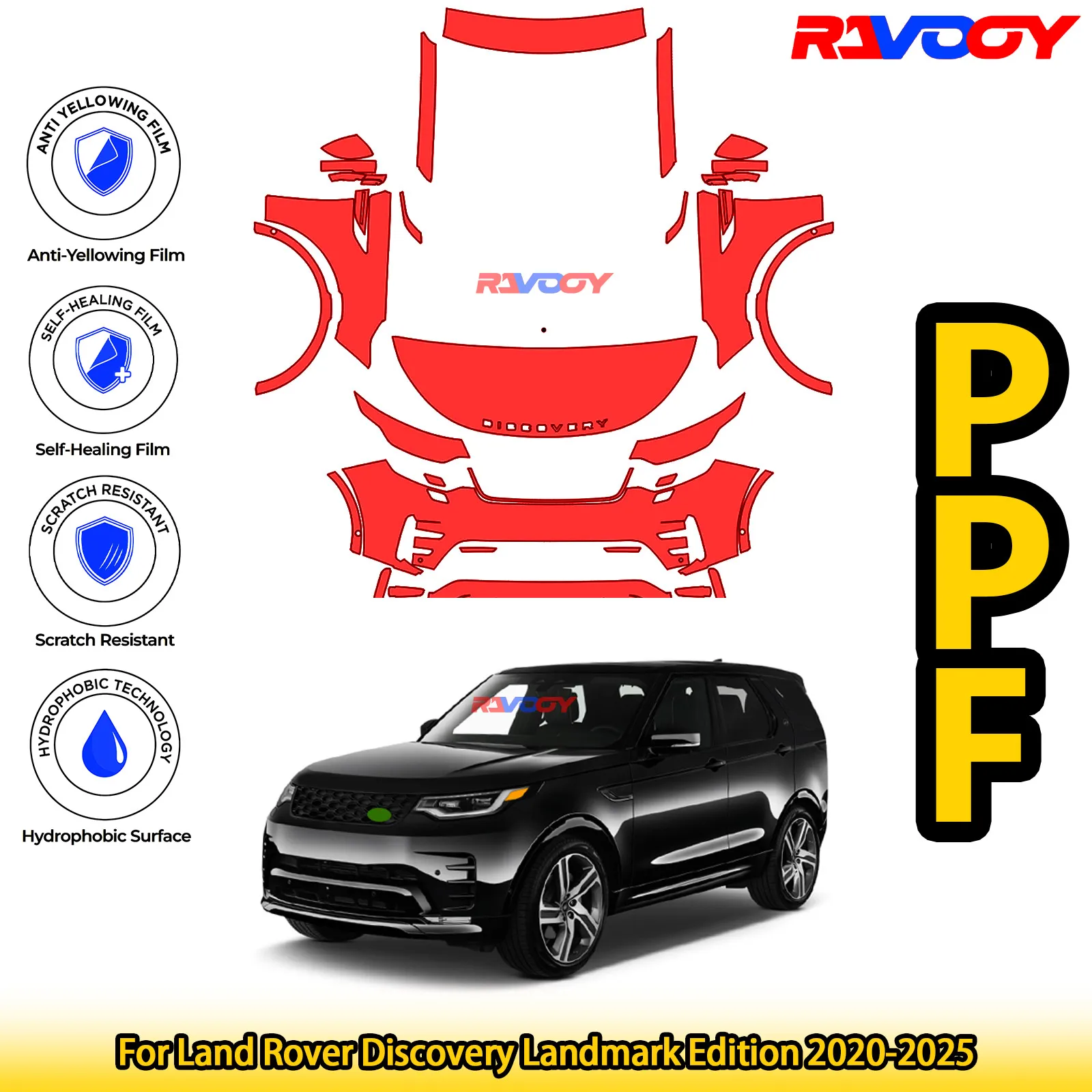 

For Land Rover Discovery Landmark Edition 2020-2025 Glossy Matte Black Precut front PPF Kit Paint Protection Film