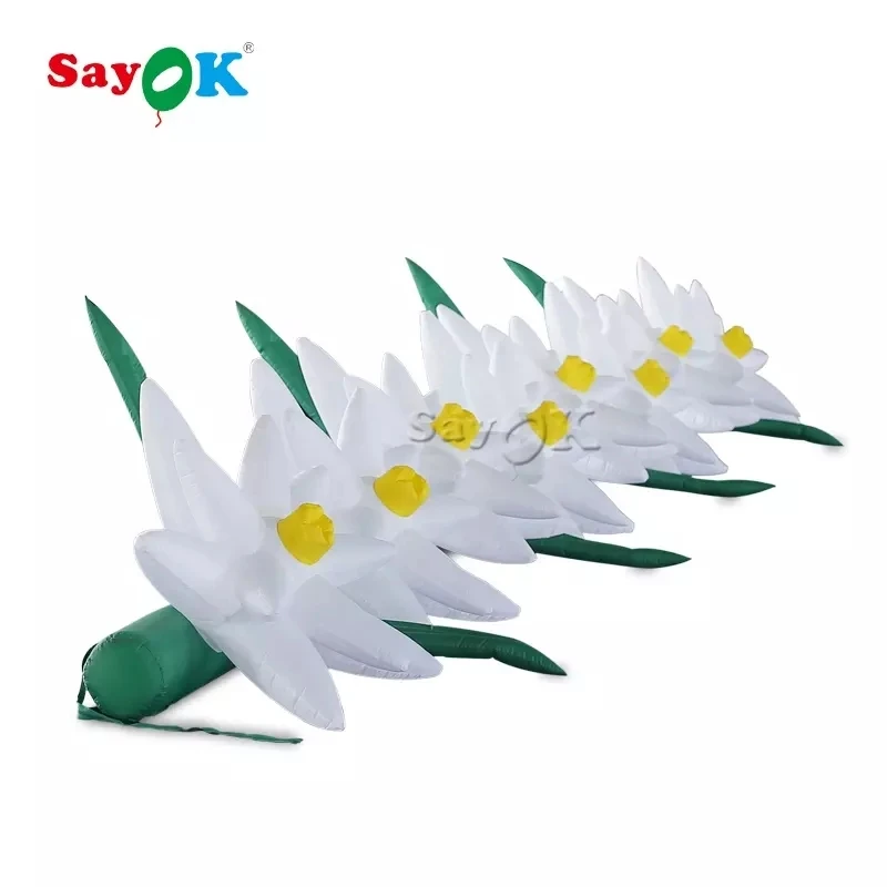 

Sayok 5M Giant Inflatable Lily Flower Chain Decorations Inflatable Flower with Remote Controller Air Blower for Wedding Party