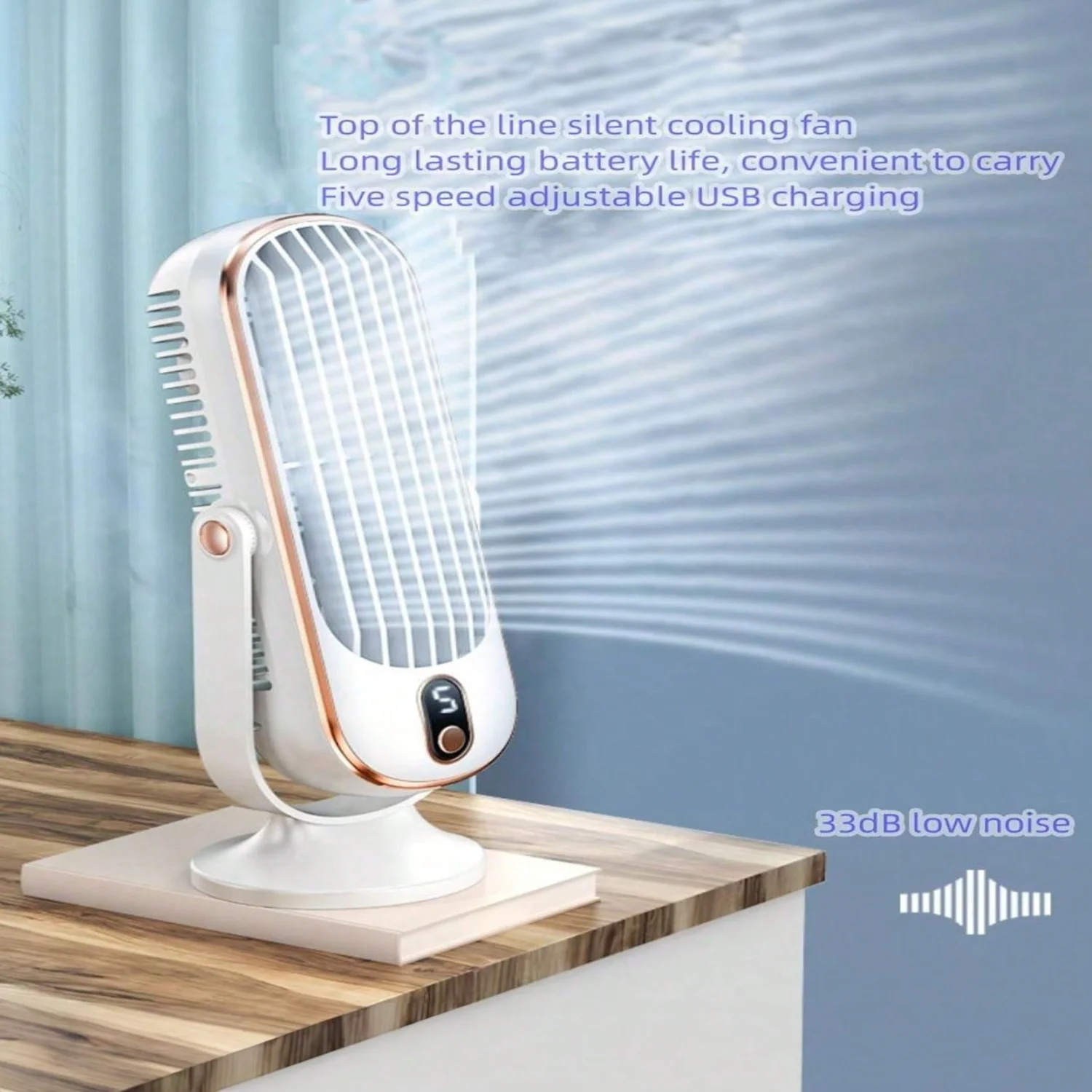 1 pz, ventola del condizionatore d'aria portatile, piccolo dispositivo di raffreddamento dell'aria domestico a doppio motore con batteria di grandi dimensioni, ventola di raffreddamento dell'aria a 5 velocità 720 °   Surround