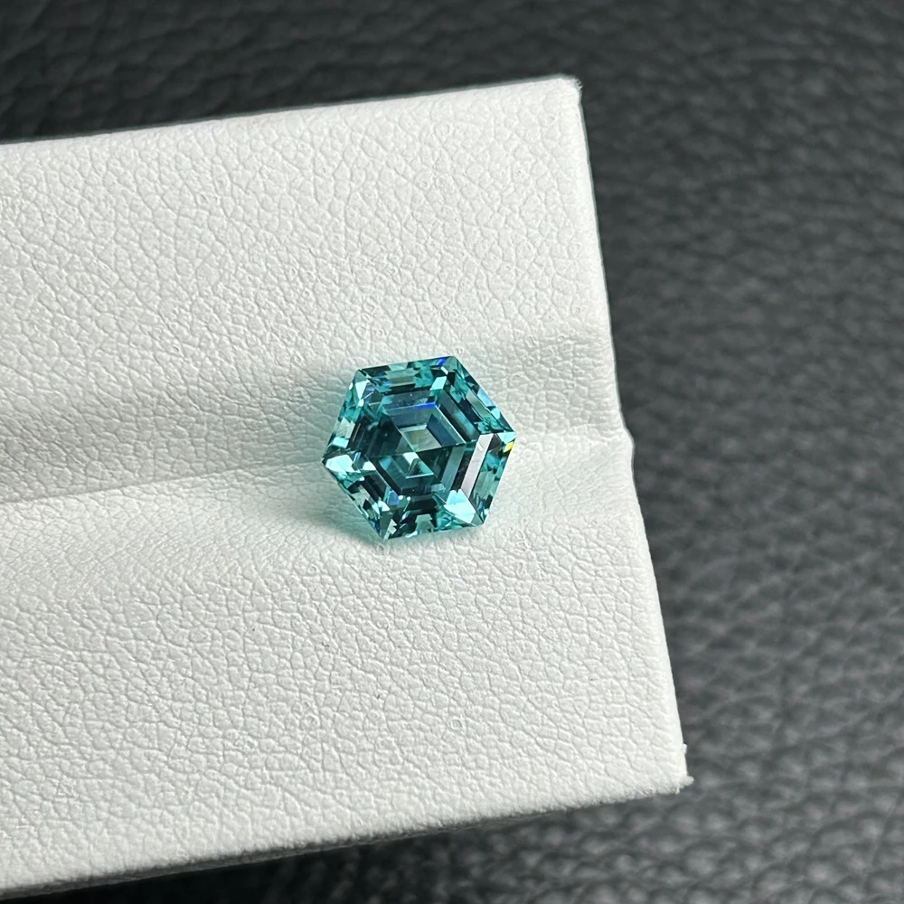 Meisidian 9x9mm 4 Cartat Lab Created Hexagon Cut Hydrothermal Blue Paraiba Stone