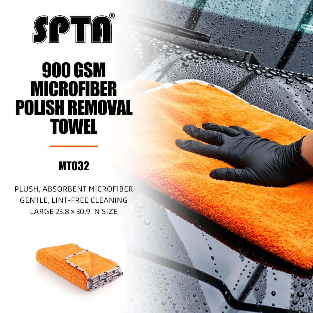 SPTA Polish Removal Microfiber Towel Grey Edge Large Microfiber Towel Premium Quality 900GSM for Car,Home,Bath,Glass Cleaning