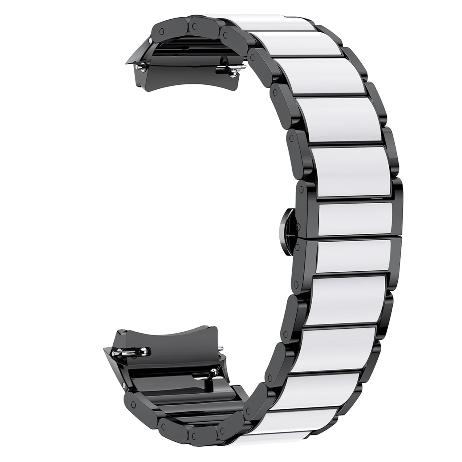 

For Huawei Watch 5 42mm Watch Band Butterfly Clasp Resin Zinc Alloy Ceramic-Like Strap - Black / White