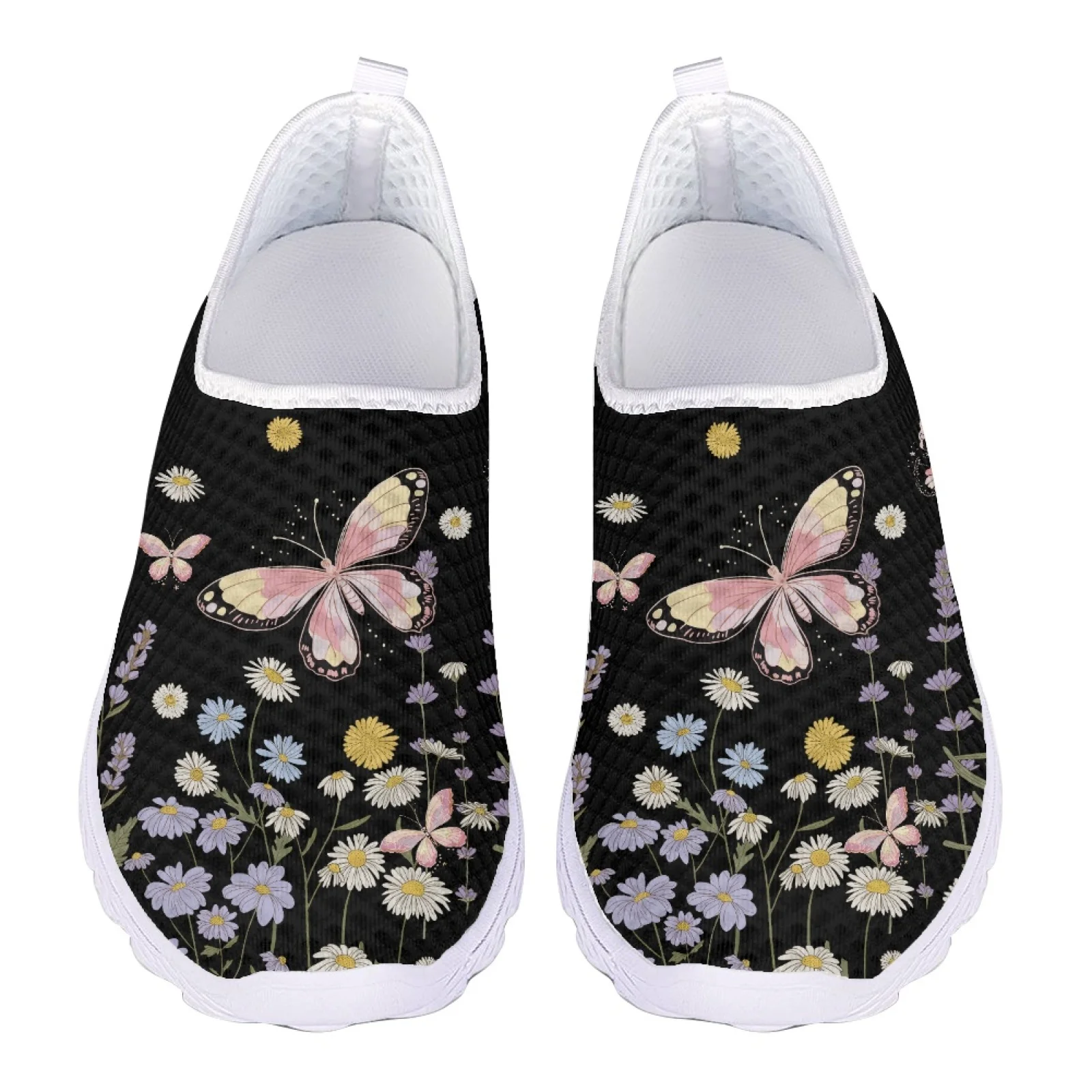 

Черная бабочка с 3D принтом, летние сетчатые женские кроссовки больших размеров, лоферы без шнуровки на плоской подошве, женская обувь на плоской подошве, женская пляжная повседневная обувь