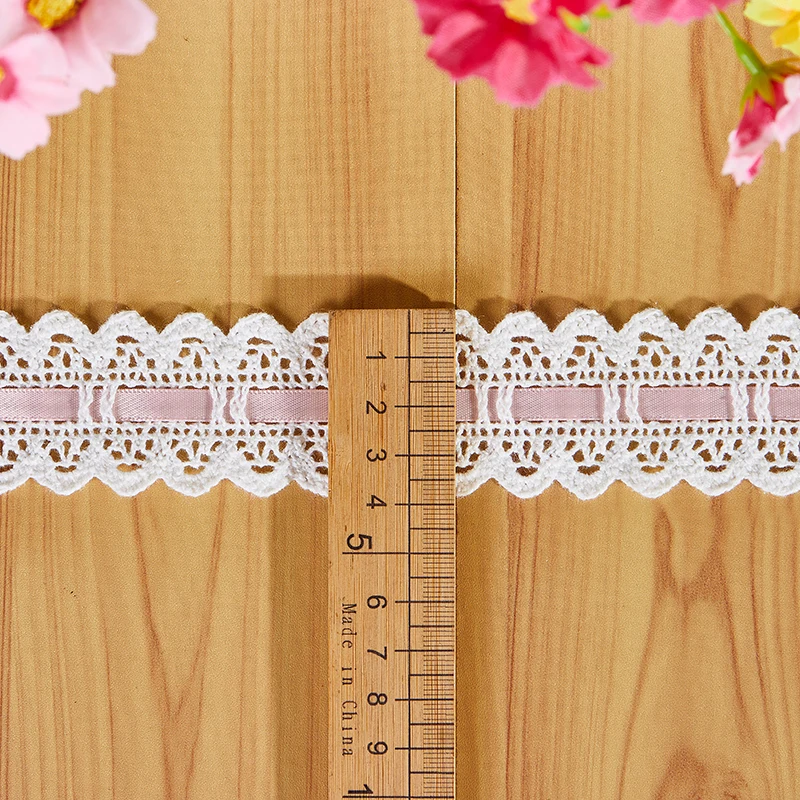 Cotton Embroidered Lace Trim, White Beige Ribbon Fabric, DIY Sewing, Handmade Craft Materials, Clothes, Home Decoration, 5Yards