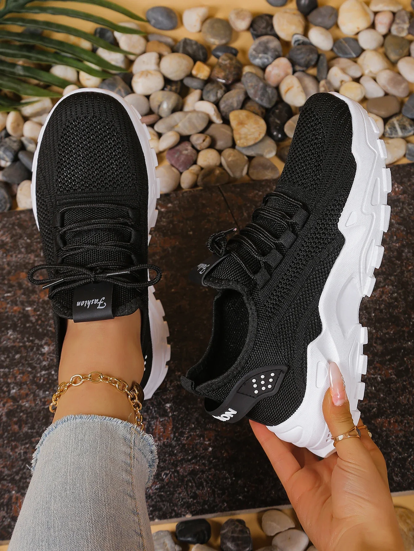 Atmungsaktive Strick-Sneaker, Modische, Bequeme, Rutschfeste Schuhe mit Weicher Sohle für Damen, Outdoor-Wanderschuhe, Kostenloser Versand – Detail 3