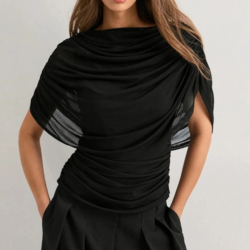 

Women's Autumn and Winter New Scarf Collar Drape Sleeveless Slim Top