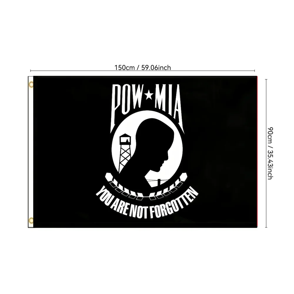 POW MIA You Are Not Forgotten Flag 2x3ft 3x5ft Military Veteran Patriotic Banner for Indoor Outdoor Wall Decor