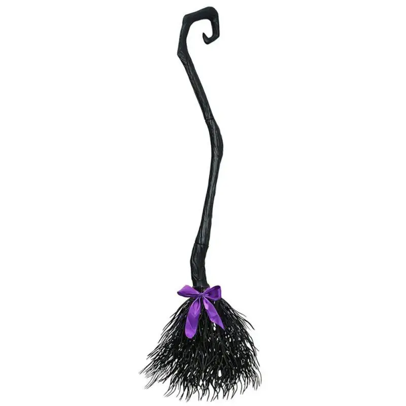 Spooky Halloween Witch Broom with Colorful Ribbon - Perfect Party Decoration and Fun Photo Booth Accessory
