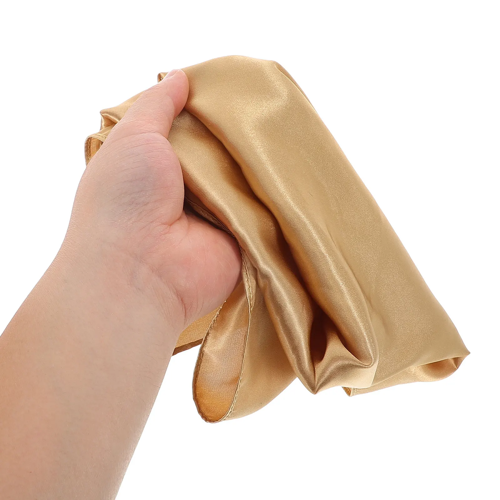 Silk Scarf for Women Solid Color Elegant Square Wrap Fashion Accessory Gift for Her 22x22 Inch Golden view 3