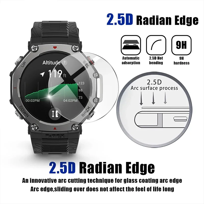กระจกนิรภัยสําหรับ Amazfit T Rex 3/T-Rex 2/Ultra/GTR 47 มม./Amazfit GTR 4 ป้องกันหน้าจอแก้วฟิล์มอุปกรณ์เสริม