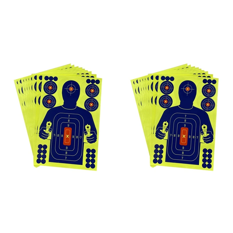 20Pcs 12X18 Inch Human Body Shape Targets Reactive Splatter Glow Fluorescent Paper Target For Archery Training