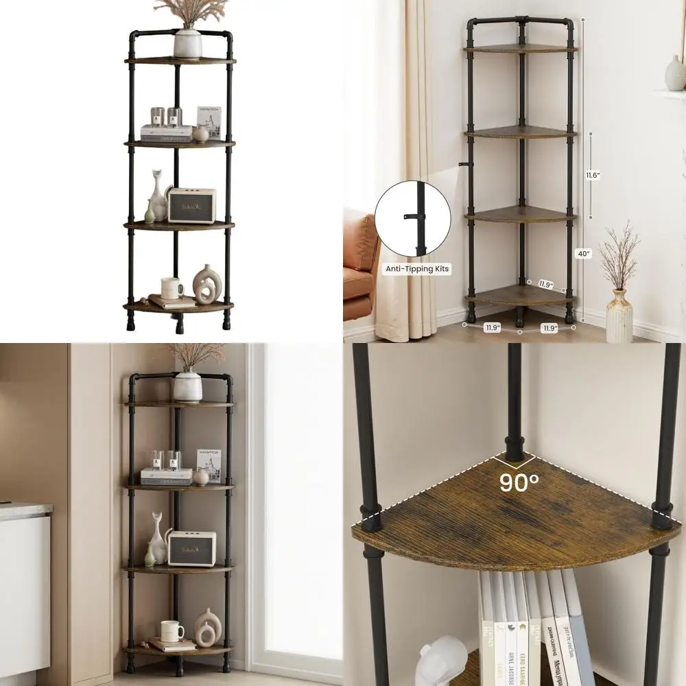 

4-Tier Shelving Unit for Books, Bathroom, Living Room, Kitchen, and Home Office, Grey