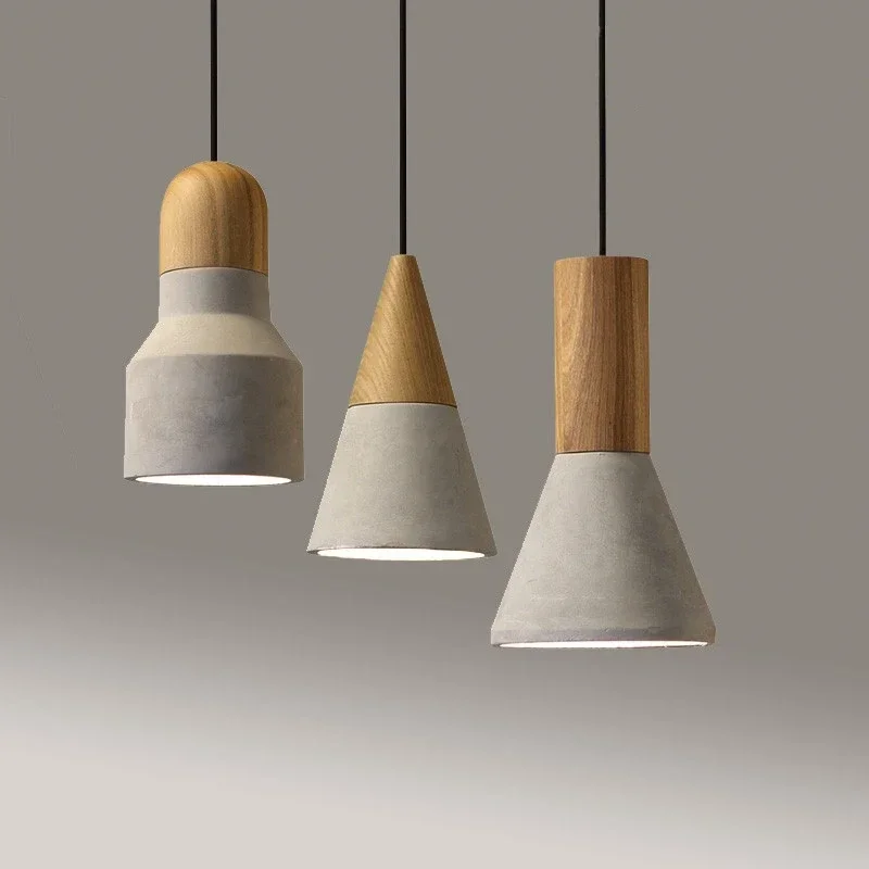 

Retro cement lamp Loft Industrial lustre Droplight Designer Wood Concrete Pendant Lights Cement Grey Shade E27 hanginglamp