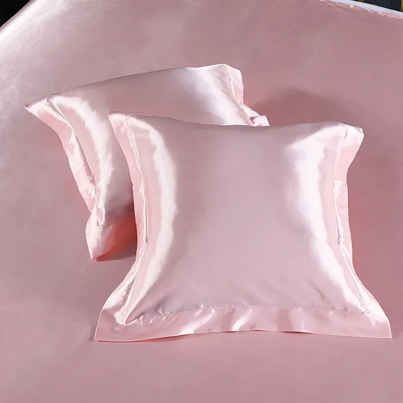 

2025 new silk satin square pillowcase throw pillow pillowcase solid color washed silk simulation silk 50x50cm