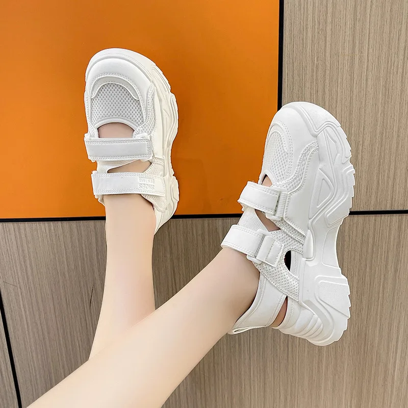 Women Sneaker Sandals Mesh Summer Shoes Baotou Platform Solid Soport Sandalias Mujer Verano 2023 Breathable Casual Femme Shoes