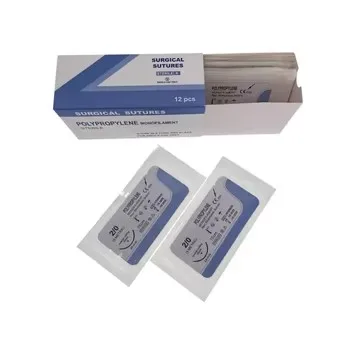 12pcs Sutures 1-0 75mm CC PC PGA Anmial Pet Needled Surgical Suture Thread For Teaching Practice Threads