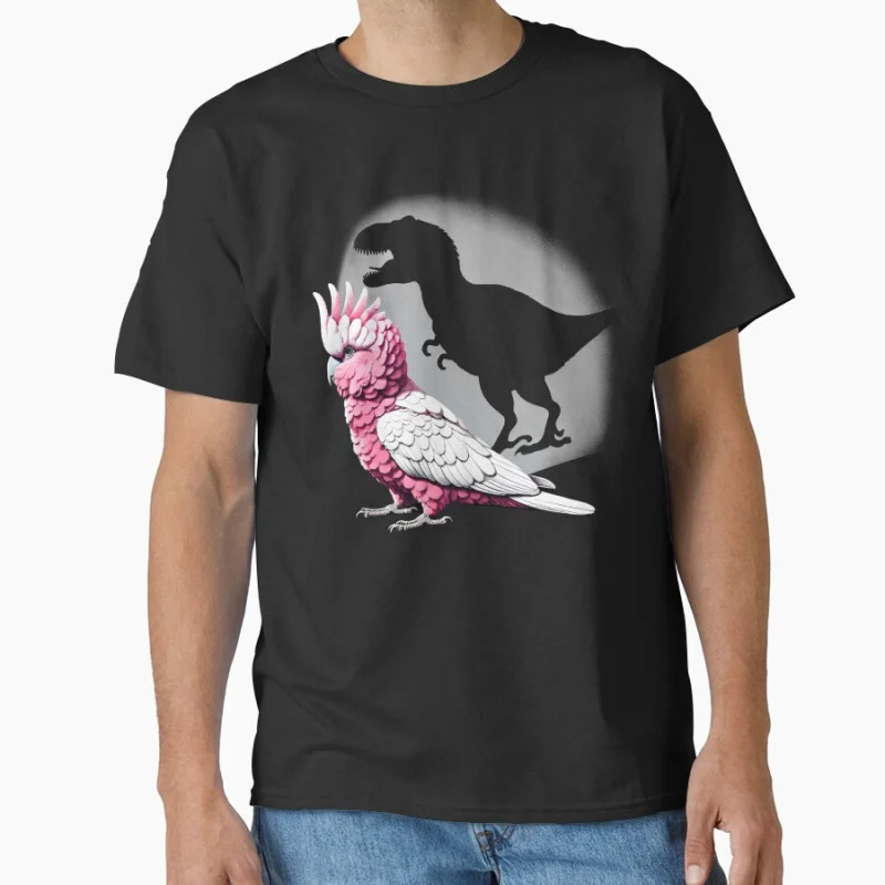 

Screaming Pink Cockatoo Parrot Bird Memes Funny Dinosaur T shirt for man Large size Tops Funny parrot Graphic Printed clothes